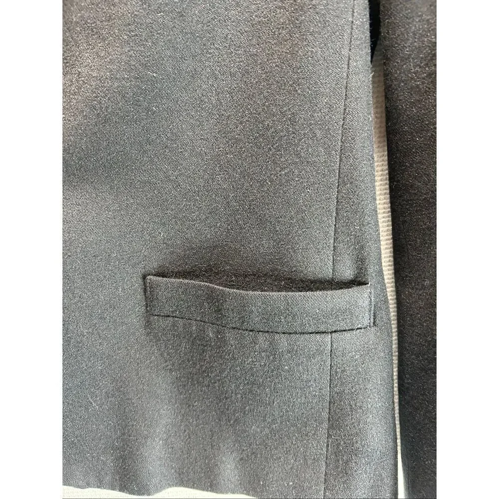 Vintage Black Cropped Wool Blazer Minimal Tailored Preppy Academia Classic 8